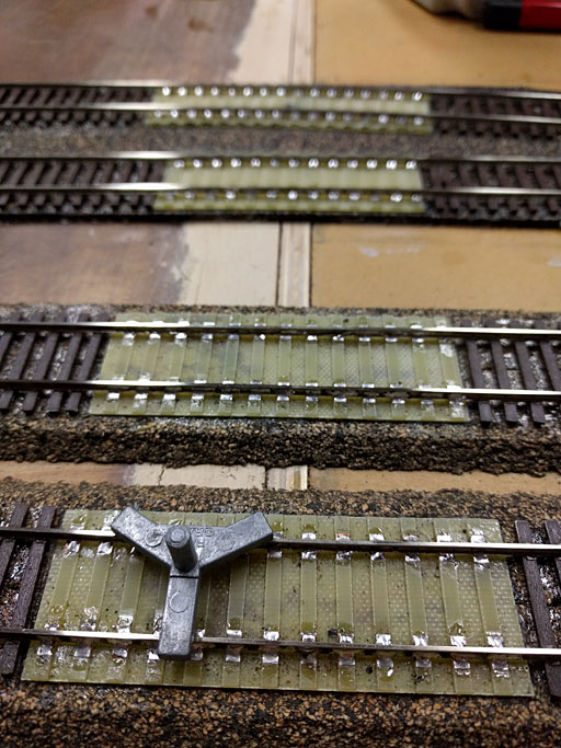 Rail soldered to tie plates - Nokomis Mill